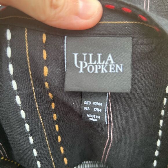 Ulla Popken Graphic Jacquard Stripe Cotton Dress size 12/14 boho embroidered - Picture 10 of 10